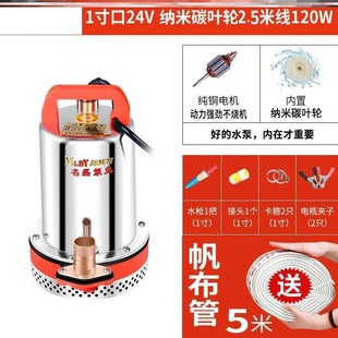 水泵直流抽水24v1寸2寸潜水泵抽C水机家用12v伏电瓶车抽水泵蚌棒