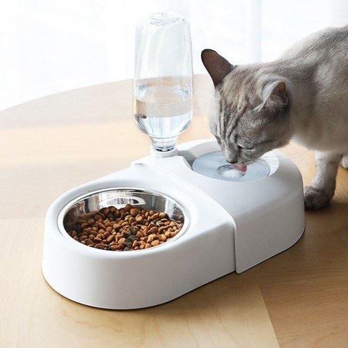 不湿嘴猫碗自动饮水双碗猫咪饭碗碗防打翻狗食盆狗狗喝Z水碗宠物