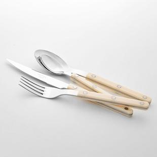 304叉锈钢西餐餐具轻奢铆钉手家用牛排柄刀叉0113不甜品勺套 法式