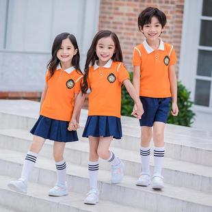夏季 风幼儿园服儿套童班服校服 新款 小学园生校服8106棉英伦T恤装