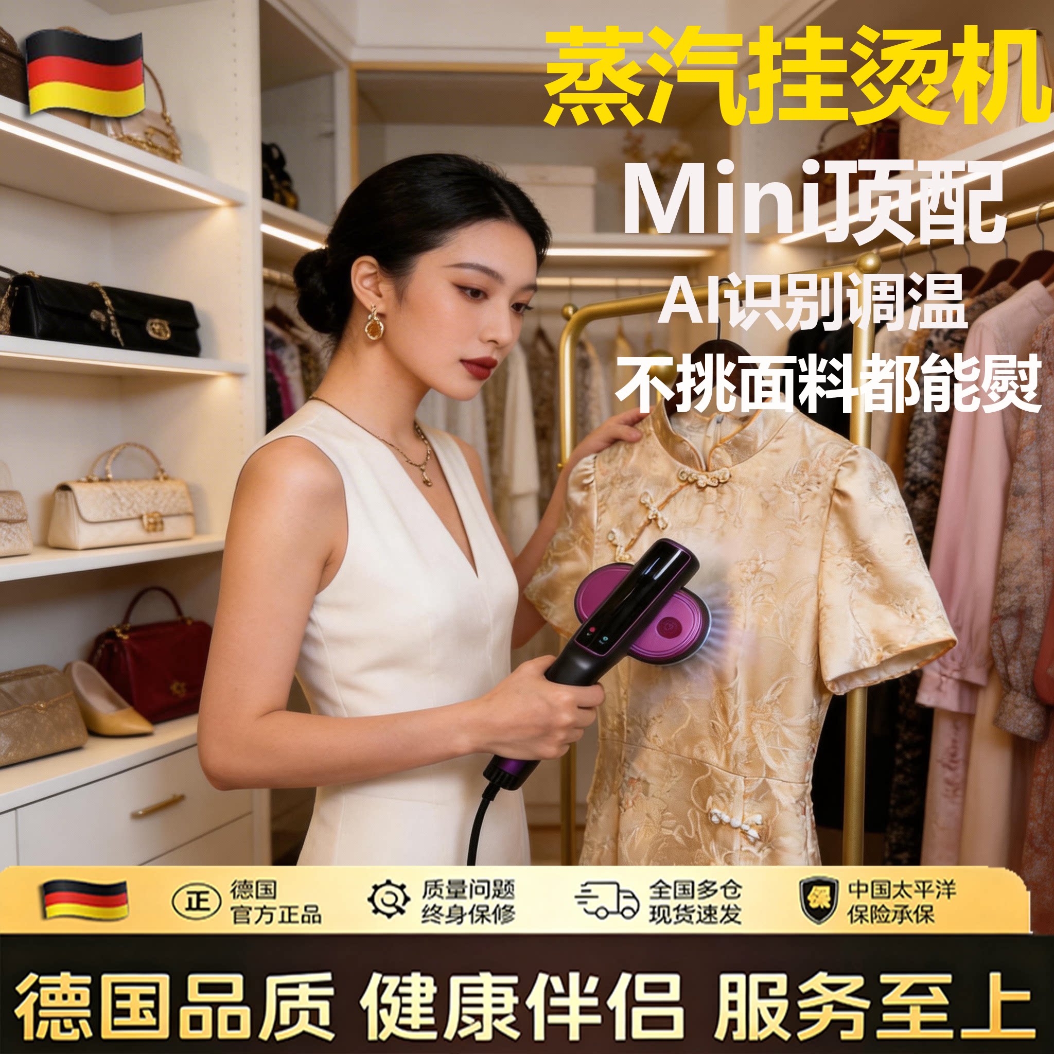 德国手持挂烫机家用小型蒸汽熨烫机出差旅行便携式可折叠电熨斗