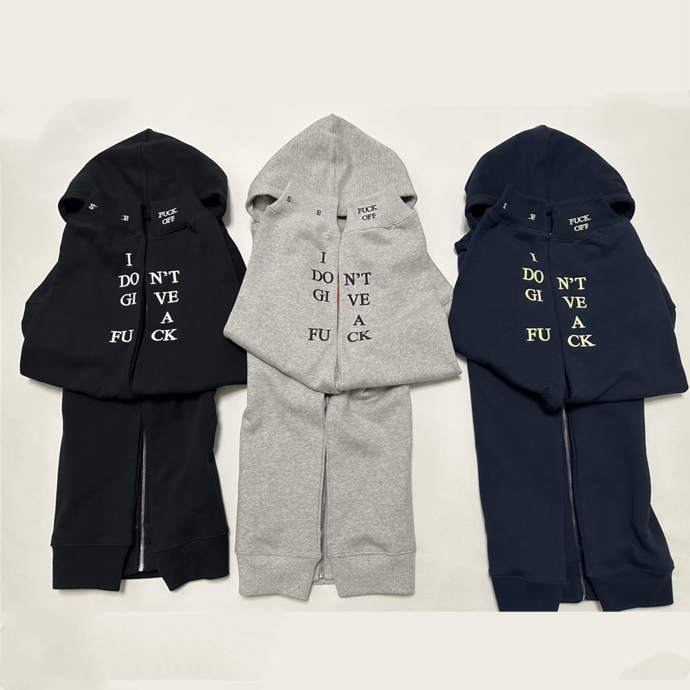 25FW 脏话刺绣卫衣 袖口夜光logo拉链开衫情侣男女同款潮连帽衫