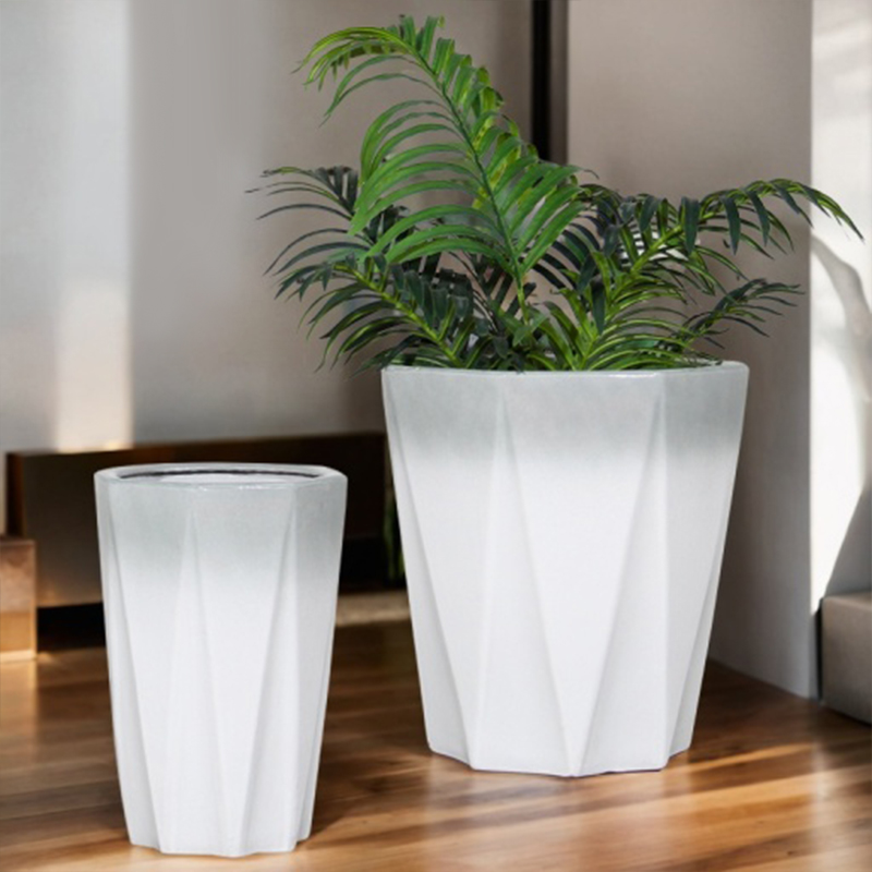 渐变白色落地花盆专用高级家用特大陶瓷轻奢绿植简约客厅盆景口径