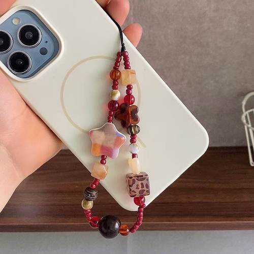 彩格星星手机链新款手机挂绳短款