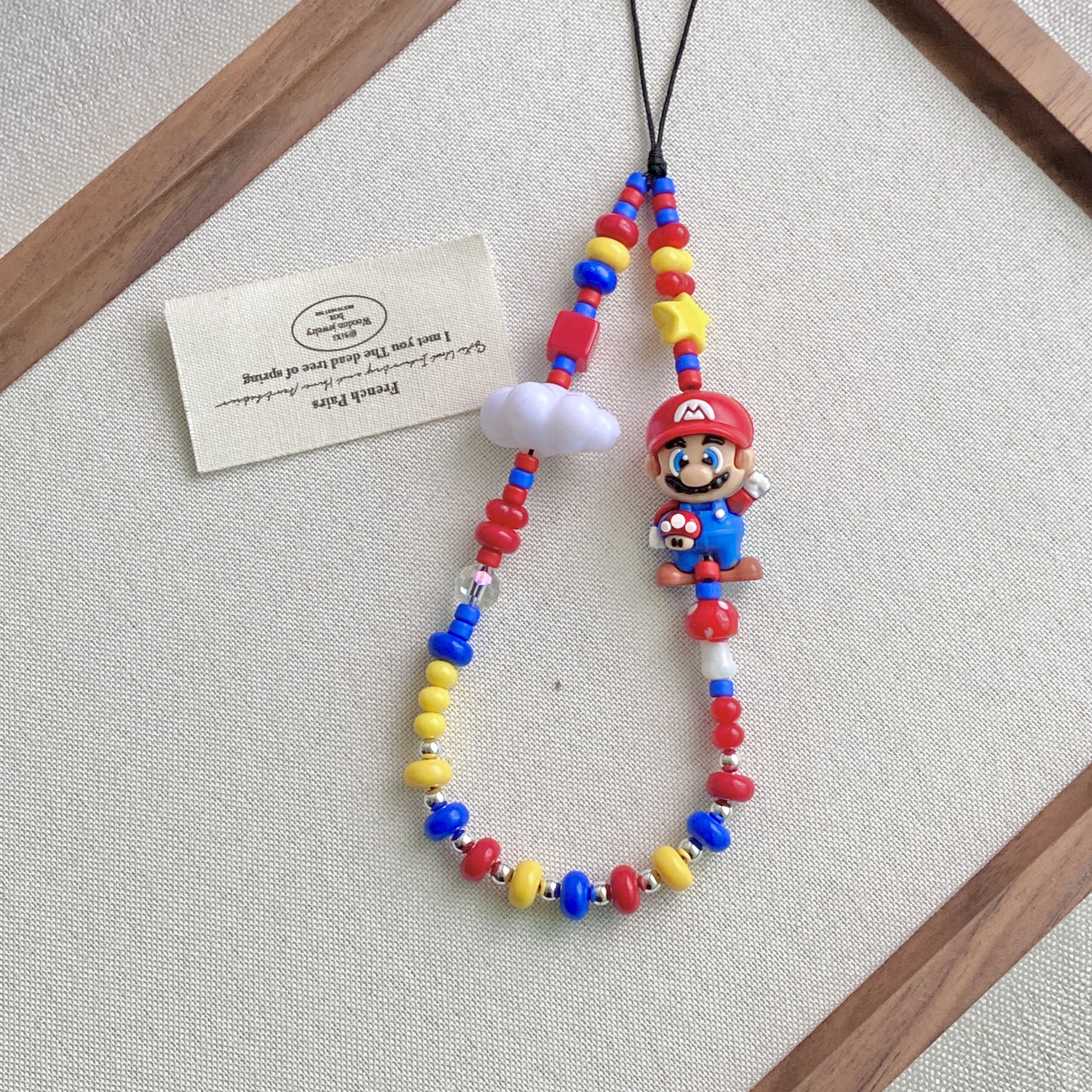 马里奥手机链可爱手机挂绳新款ccd相机挂件短款创意手机壳链绳女款高级感手工珠串吊坠网红卡通百搭链条防摔