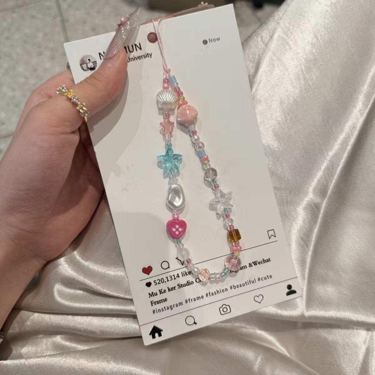 海星贝壳手机挂绳彩色手机链短款