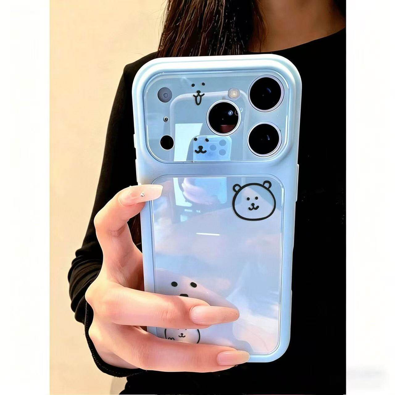 线条自嘲熊适用苹果17手机壳iPhone16pro保护套新款ip15promax简约防摔壳14plus液态外壳13/12/11镜头全包