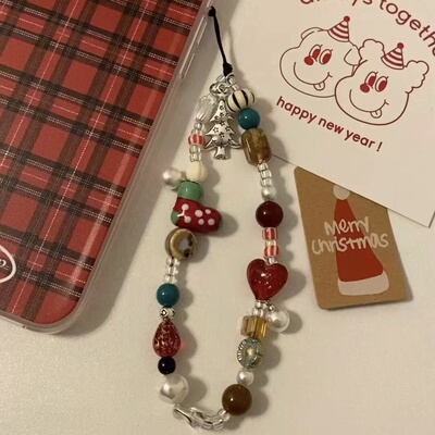 圣诞袜手机链新款手机挂绳短款