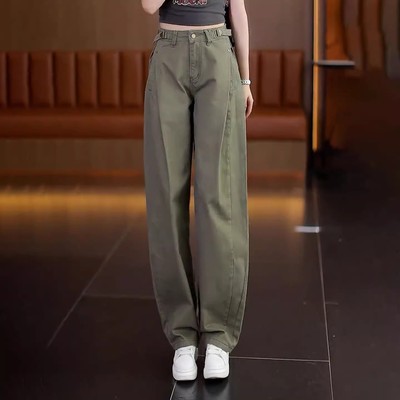 军绿色工装裤女秋季爆款2025