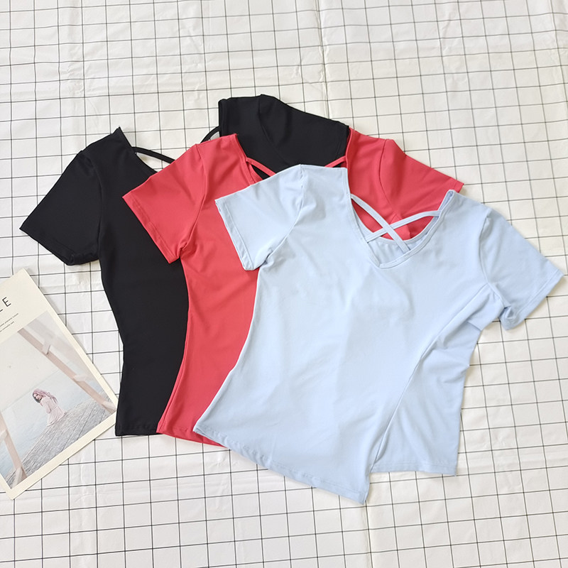 休闲风运动短袖女弹力修身瑜伽训练上衣健身服跑步速干透气T恤薄,运动服/休闲服装,健身衣,淘宝优惠券,粉丝福利购,淘宝优惠卷