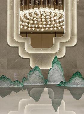 现代简约透明树脂假山雕塑摆件酒店售楼处别墅楼梯口软装饰艺术品