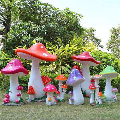 园林景观小品户外花园庭院草坪造景装饰玻璃钢仿真蘑菇雕塑大摆件