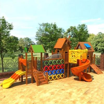 木质攀爬滑梯户外儿童感统训练玩具钻网荡桥攀岩墙小博士幼儿园