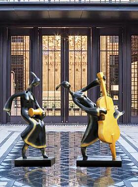 户外玻璃钢抽象艺术音乐仿铜人物雕塑摆件商场广场酒店装饰摆件