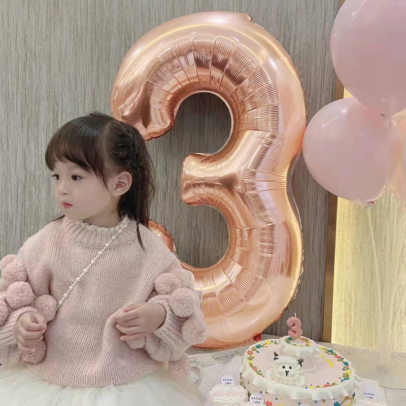 小红书同款30寸金槟金数字0-9铝膜气球生日派对布置装饰数字年龄