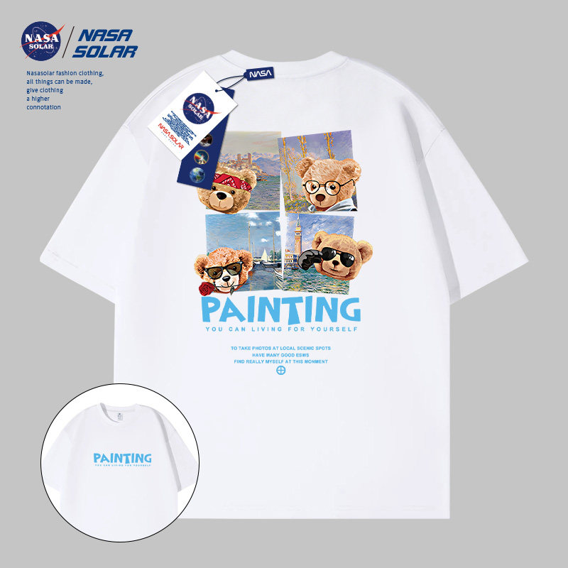 NASA联名2026新款街头简约卡通印花T恤套头上衣男女同款情侣短袖