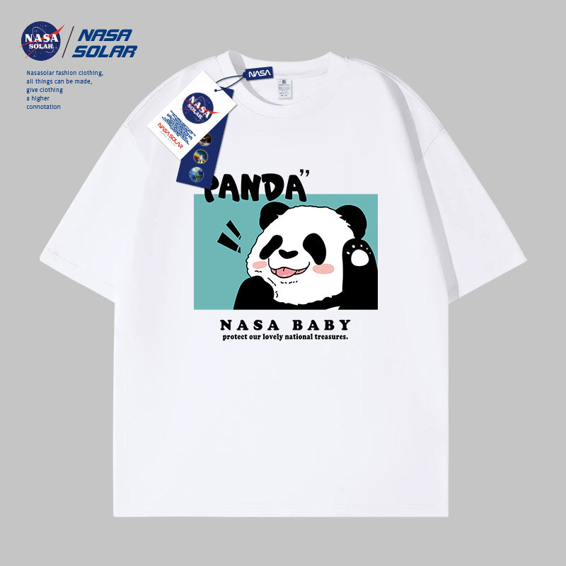 NASA联名韩系慵懒字母印花短袖重磅宽松显瘦夏季情侣T恤上衣M6