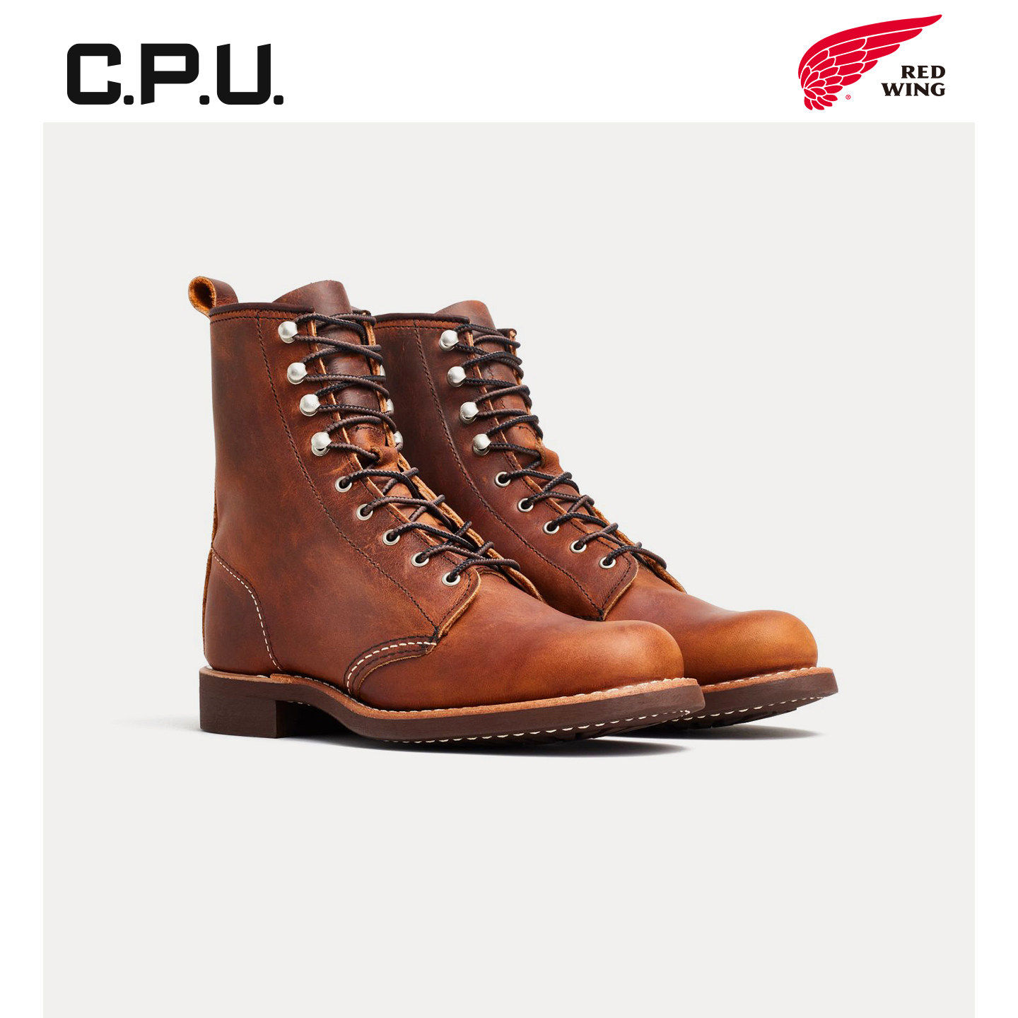 红翼3362 RedWing牛皮系带轻奢女靴棕中高帮工装靴复古平底女鞋RW,女鞋,时装靴,淘宝优惠券,粉丝福利购,淘宝优惠卷