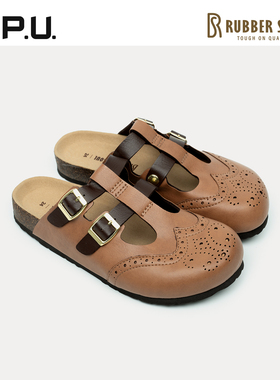 CPU女25秋冬新品学院风布洛克玛丽珍英伦水松一脚蹬懒人单鞋RO