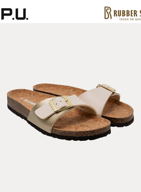 Rubber Soul 女款一脚蹬松木平底拖鞋单带外穿单鞋夏季户外女鞋RO