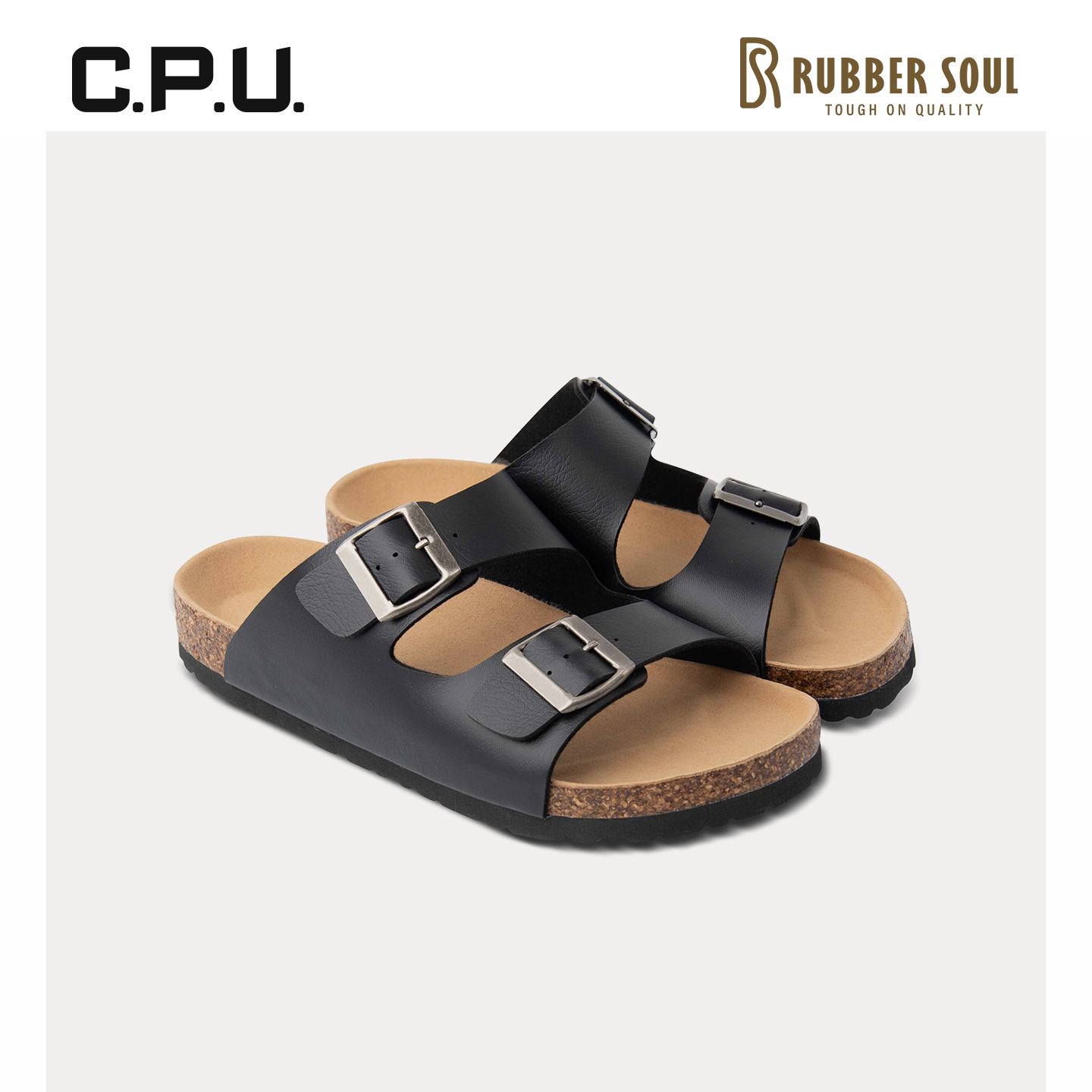 CPU男款双带一脚蹬勃肯拖鞋