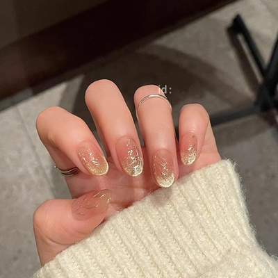 高质量穿戴甲短款猫眼轻奢纯手工新娘穿戴式美甲2025新款指甲贴片