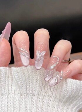 【九紫离火】爆闪灵蛇转运冰透蝴蝶紫色猫眼纯手工穿戴甲美甲显白