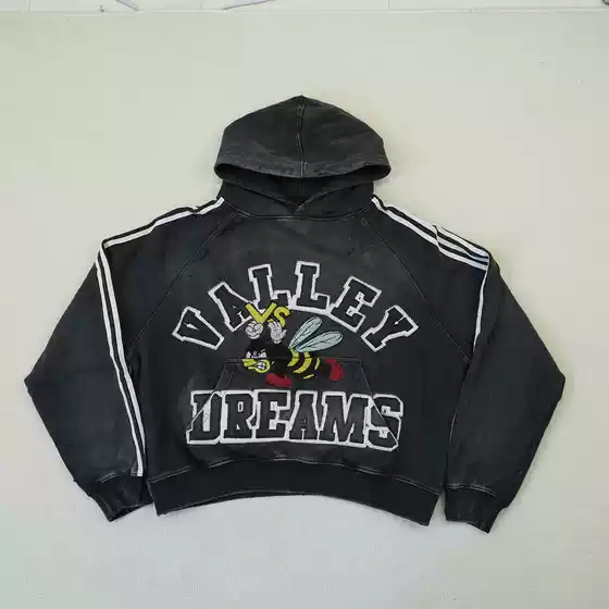 Cartoon Bee Letter Print Logo Hoodie