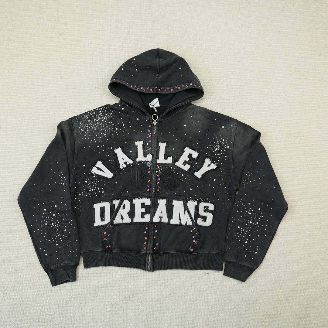 thumbnail for Letter Logo Printed Zip-Up Hoodie