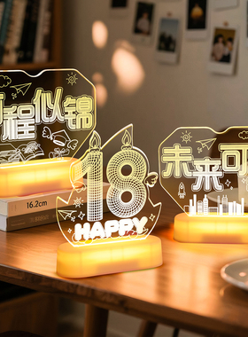 18岁生日快乐发光字母灯牌男生家里宴会场景布置简单氛围装饰道具