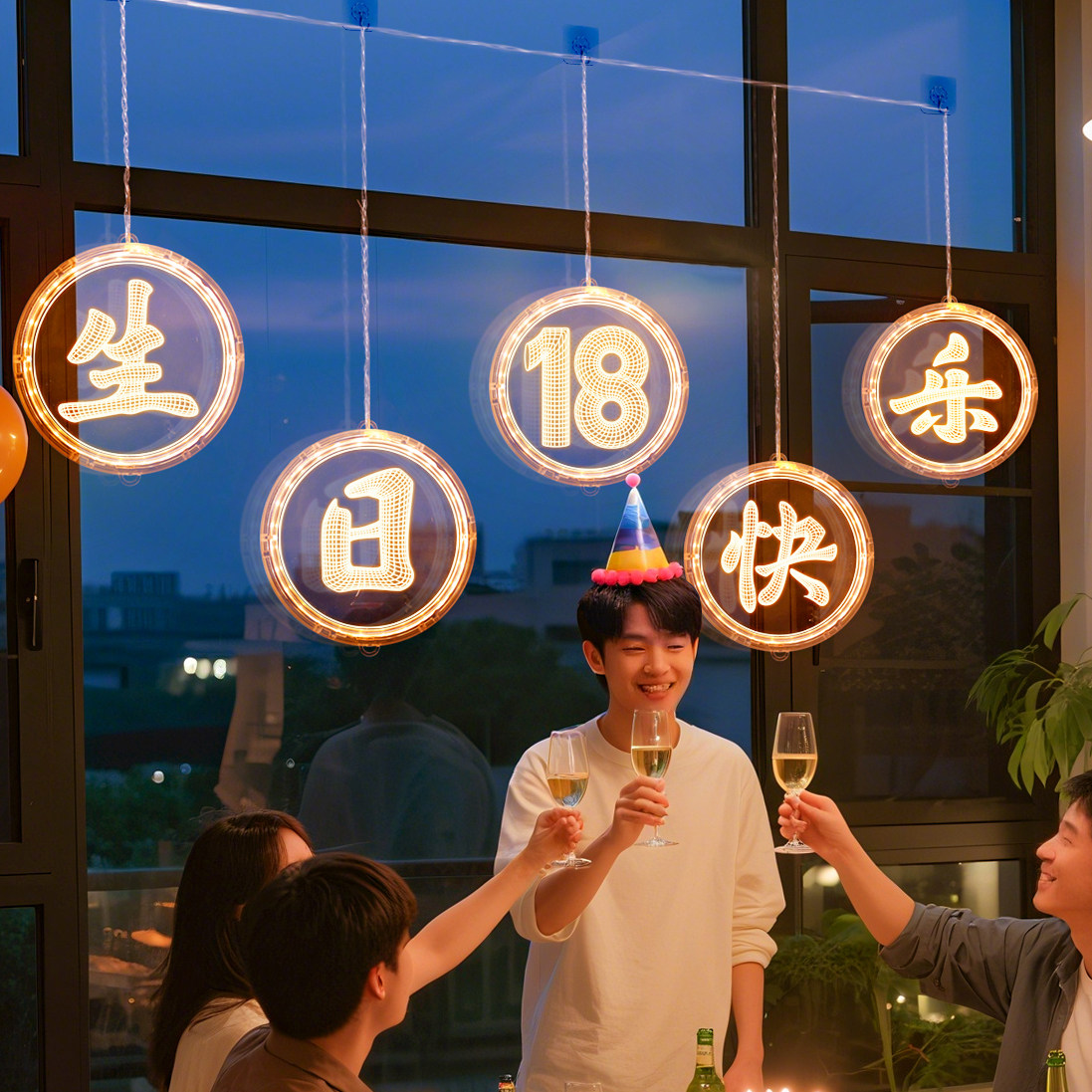 生日快乐字牌LED彩灯18岁男孩2025生日氛围背景墙面装饰场景布置