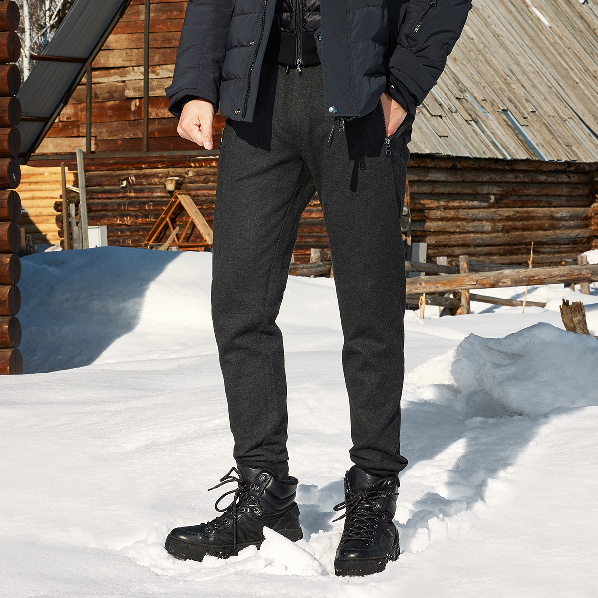 BOGNER博格纳 25秋冬新品BONO男士时尚简约修身直筒休闲针织长裤