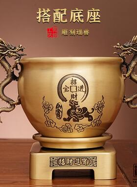 聚宝盆摆件财聚铜黄铜米缸