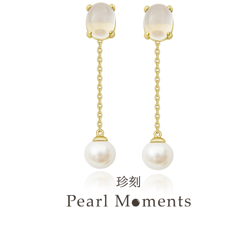 PEARL MOMENTS蔷薇水晶珍珠耳线