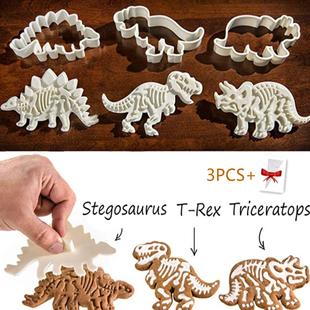 3pcs Dinosaur Cookie Cutters Set Mold Fondant DIY Cake Mould