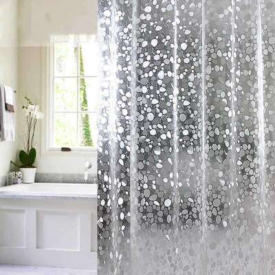 Shower Curtain Cobblestone Clear Transparent Waterproof PEVA