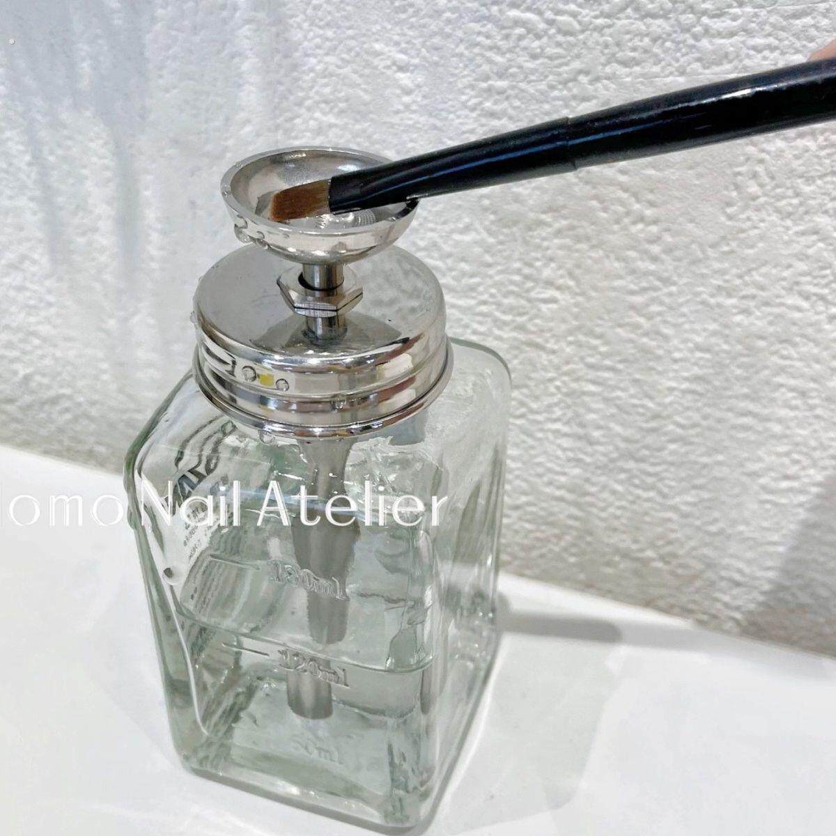新款方胖子玻璃按压瓶美甲清洁液卸甲液防挥发 大头托盘工具