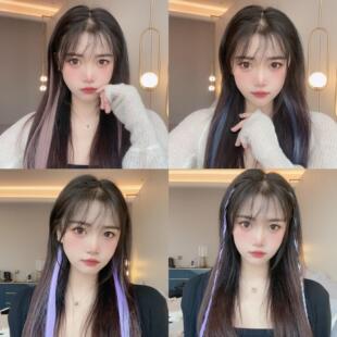 挂耳染假发片一片式无痕彩色接发片女短发自然假发条渐变发片挑染