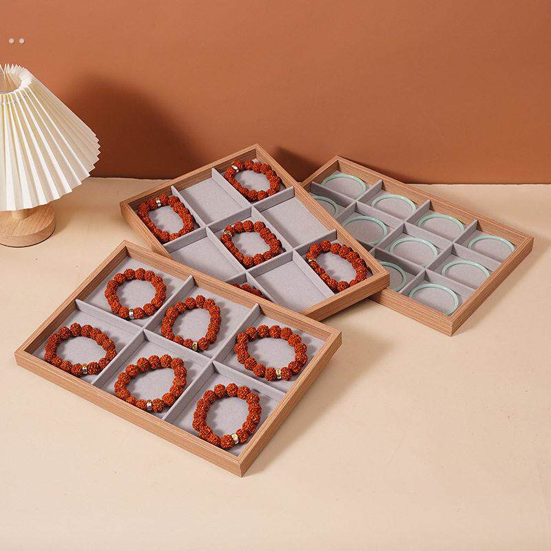 商场柜台首饰手串文玩托盘陈列绒布饰品收纳大容量手镯手链展示盘