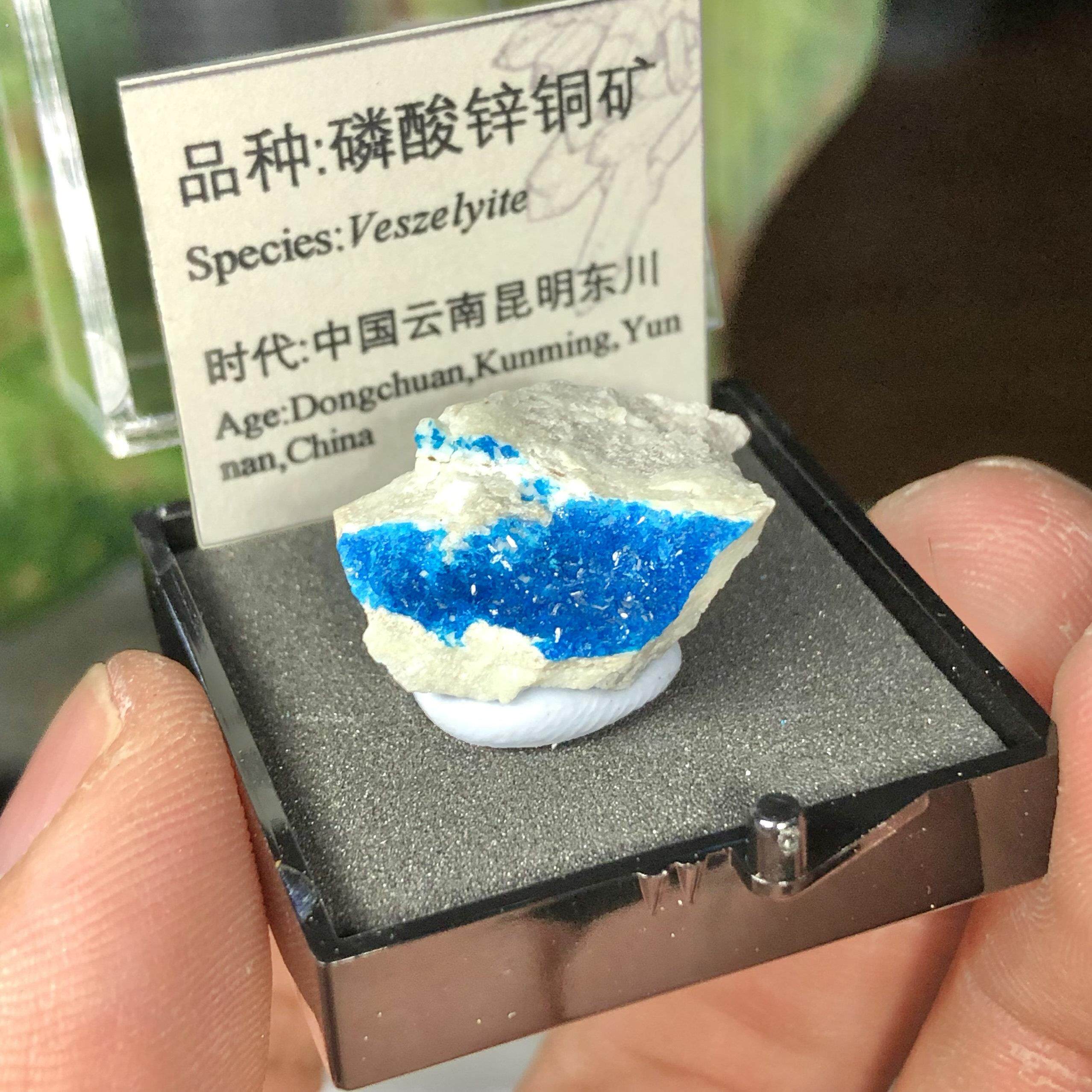 磷酸锌铜矿原石天然矿物晶体标本盒子猫矿石能量宝石地质科普教学