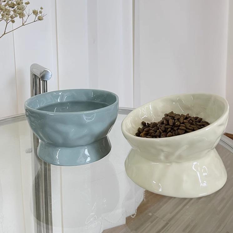 猫咪碗猫小狗食盆陶瓷宠物专用品吃粮饭喝水碗斜口防打翻保护颈椎