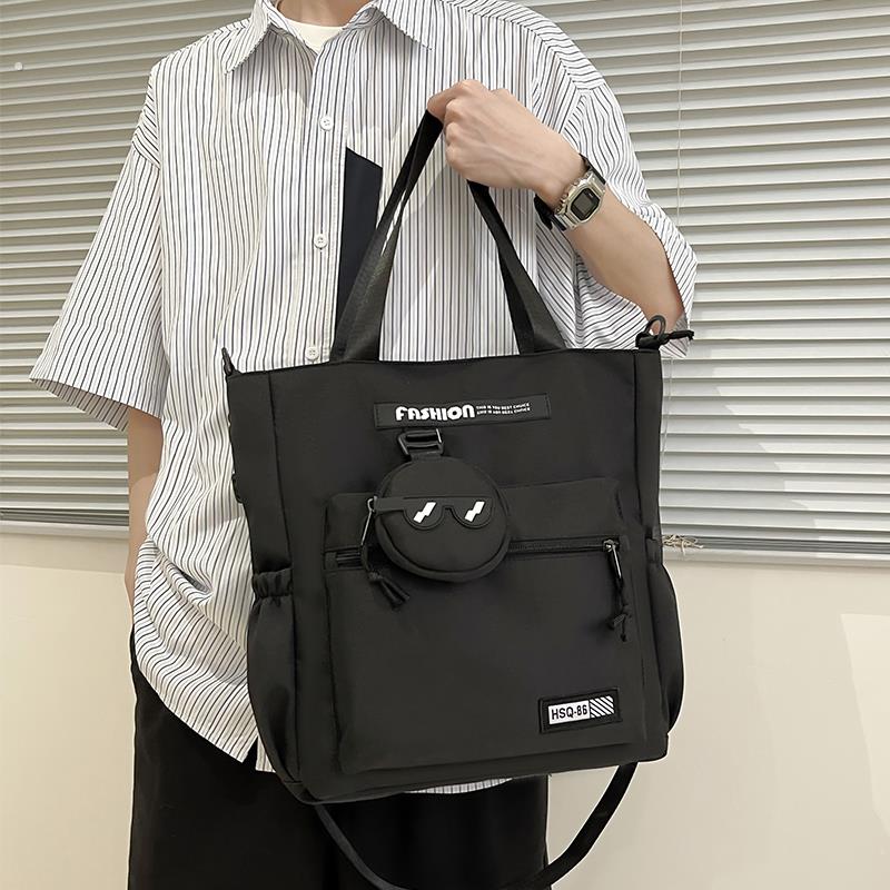 手提袋学生拎书包补习袋斜挎包初中男款高中生书包男孩补课包单肩