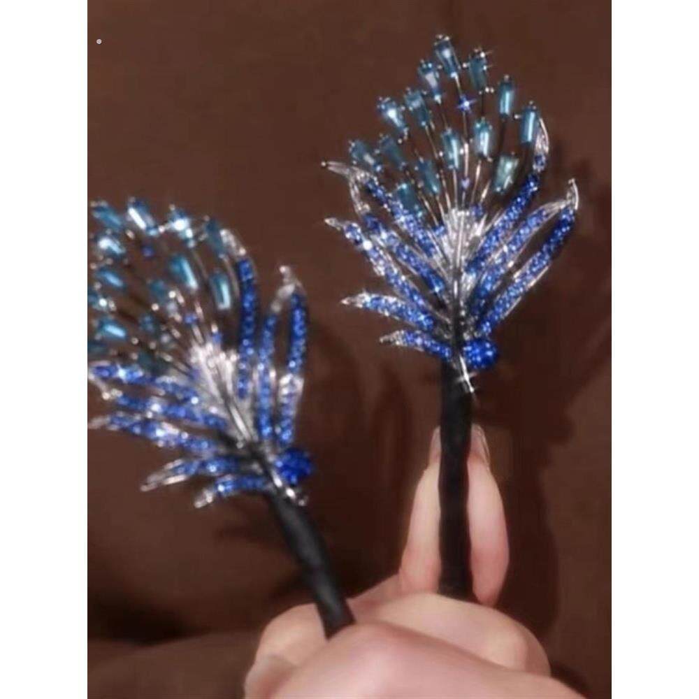 轻奢水钻羽毛扭扭夹懒人盘发器精致优雅后脑勺丸子头卷发器盘发杆