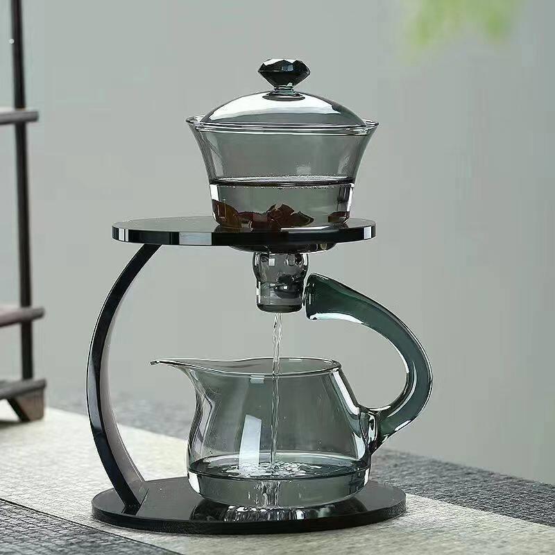 创意懒人泡茶器磁吸式玻璃茶壶高档茶具套组半自动泡茶器家用茶具