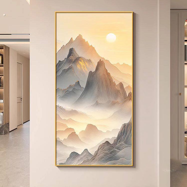 背有靠山玄关装饰画现代简约客厅走廊过道挂画有山无水靠山图壁画