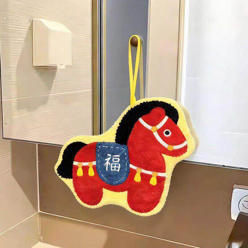 新年马上有福擦手巾厨房吸水手帕卫生间毛巾新中式擦手布马年手绢