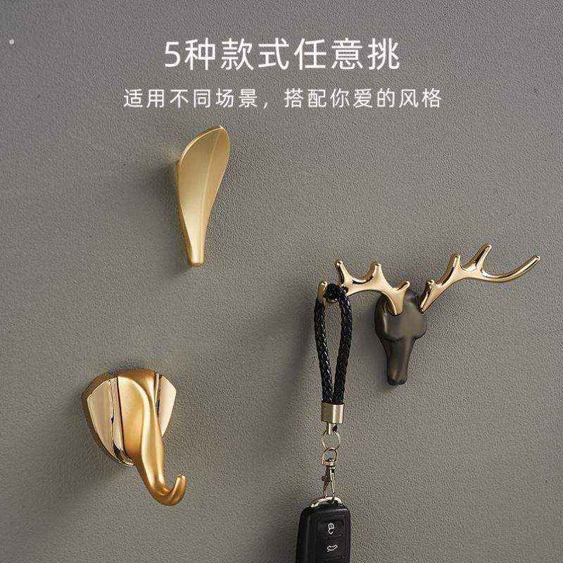 挂钩入户门后墙壁衣柜浴室挂衣钩进门玄关黄铜墙上免打孔毛巾衣服