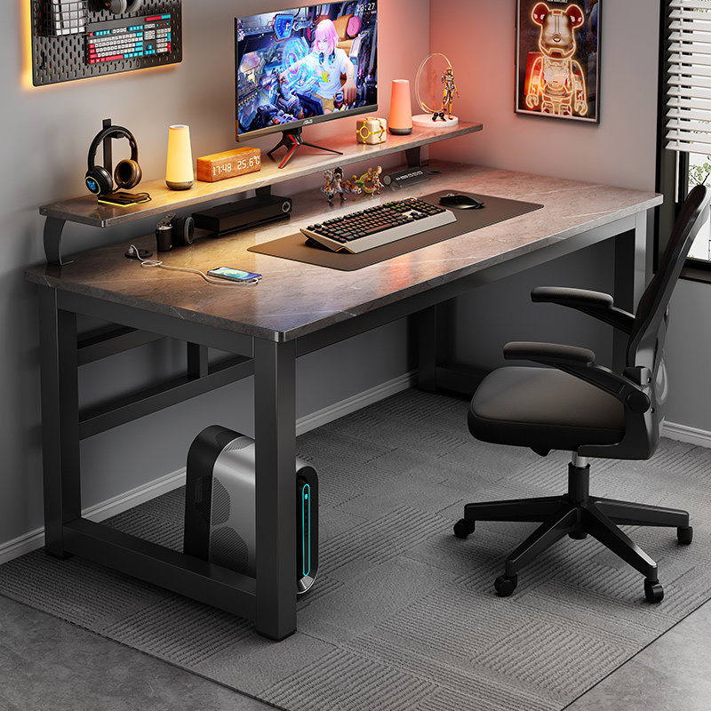 岩板电脑桌台式书桌学生家用轻奢现代办公桌简约卧室电竞桌椅套装