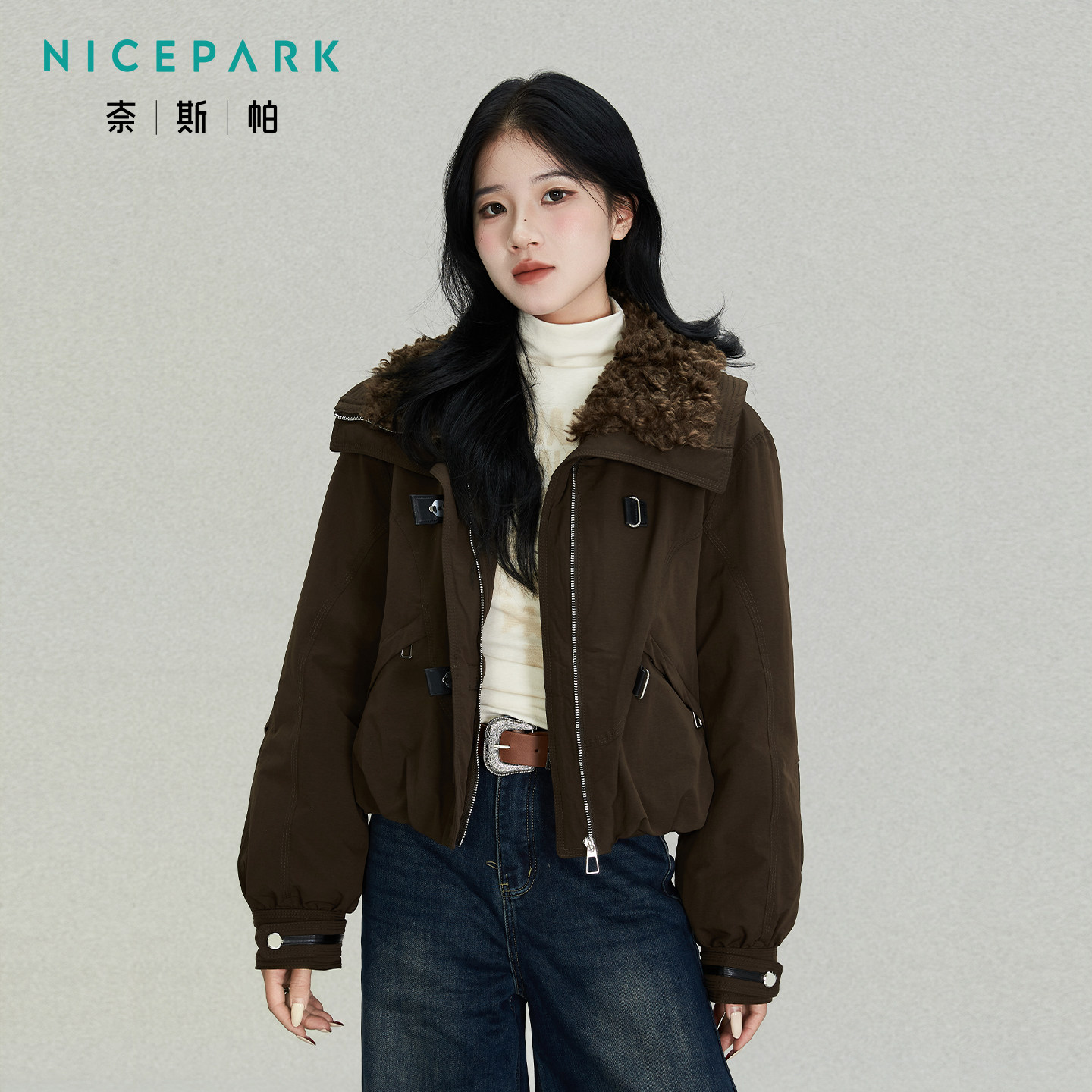 奈斯帕2025冬季新款复古毛领短款羽绒服保暖百搭外套女时尚休闲,女装/女士精品,羽绒服,淘宝优惠券,粉丝福利购,淘宝优惠卷