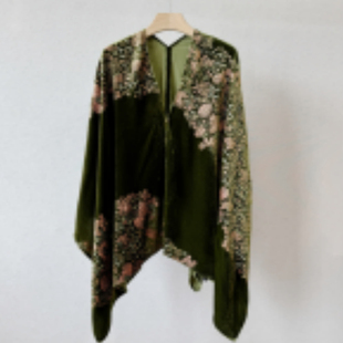 7116 7118 Lucky 高密100%真丝丝绒烫金印花披肩 Real